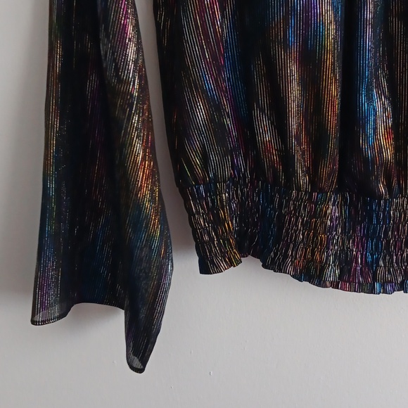 INC International Concepts Metallic Striped Sheer Top #1654 - Picture 5 of 6